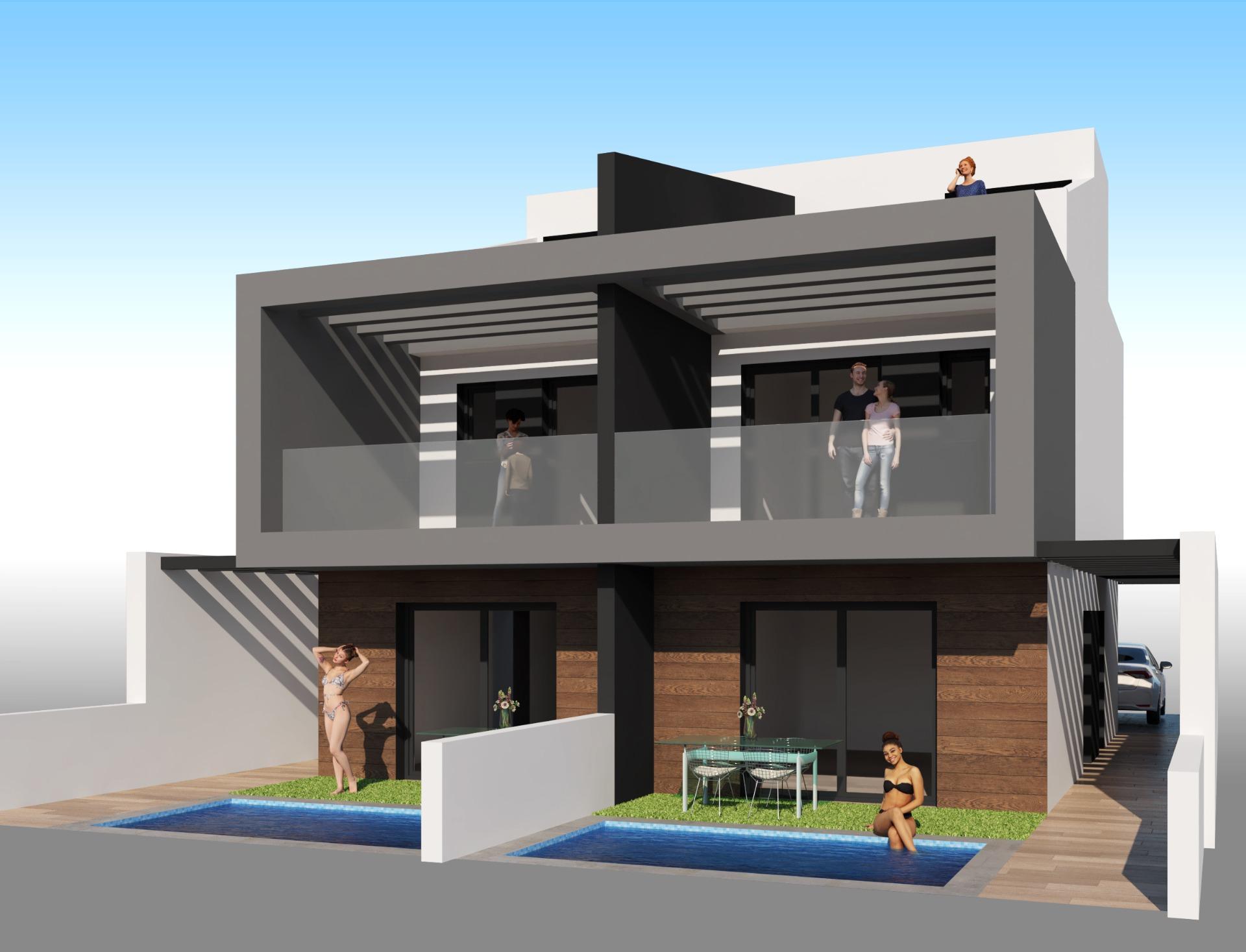 Modern Semi-Detached Villas with Private Pool Near the Sea in Santiago de la Ribera — San Javier