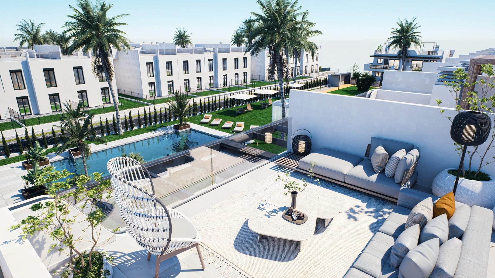 Nowe bungalowy z ogrodem lub solarium w pobliżu plaży w Pilar de la Horadada — photograph 2