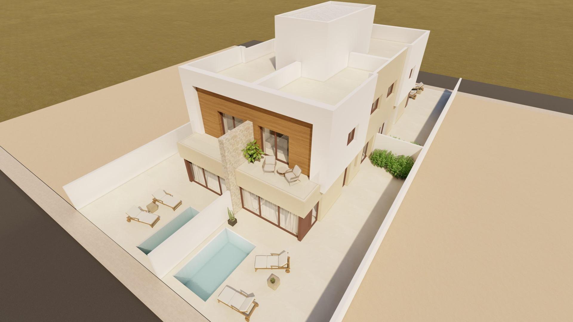 Moderne, neu gebaute Vierfach-Villen mit privatem Pool in Santiago de la Ribera — photograph 2