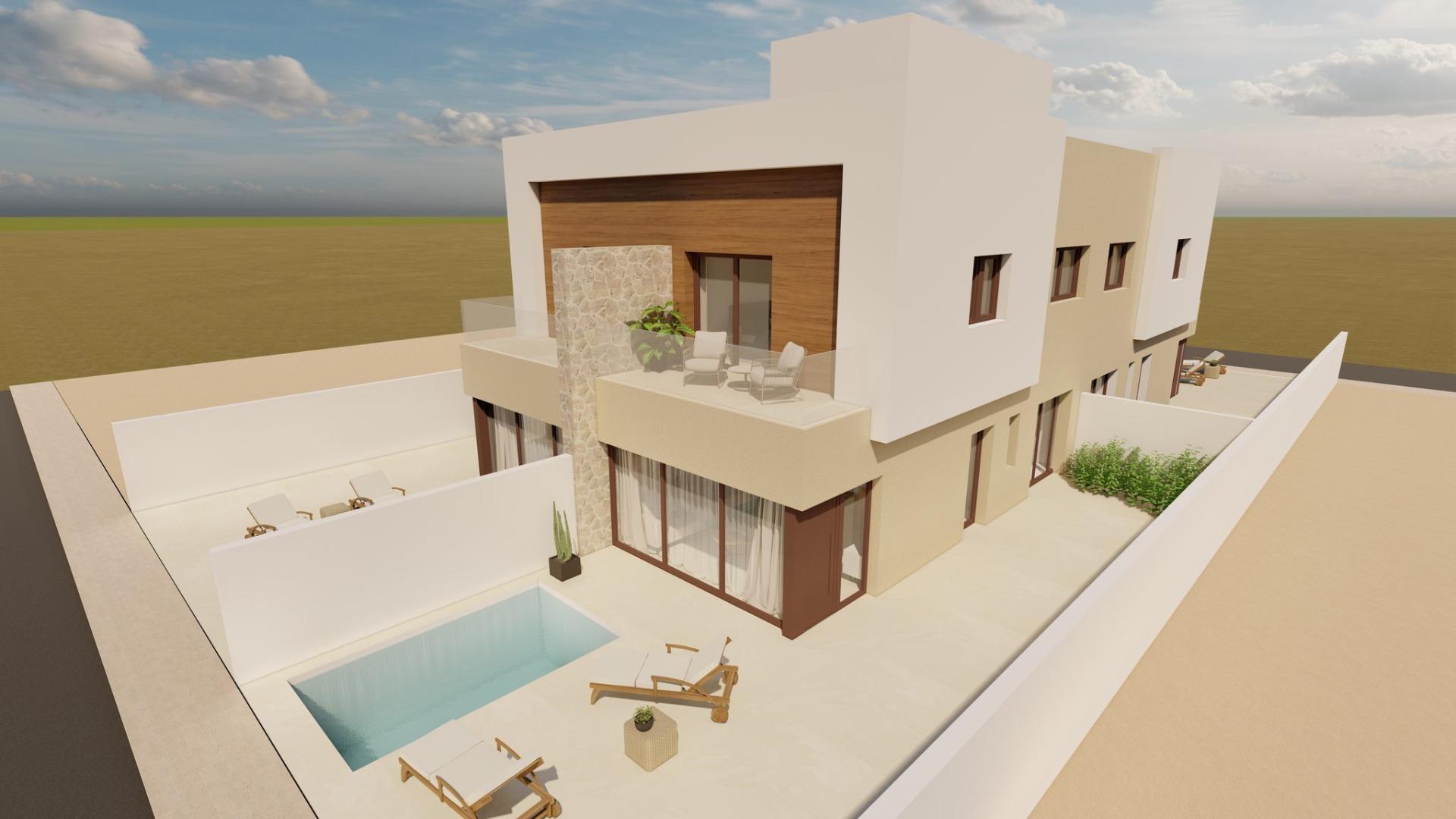 Moderne, neu gebaute Vierfach-Villen mit privatem Pool in Santiago de la Ribera — photograph 3