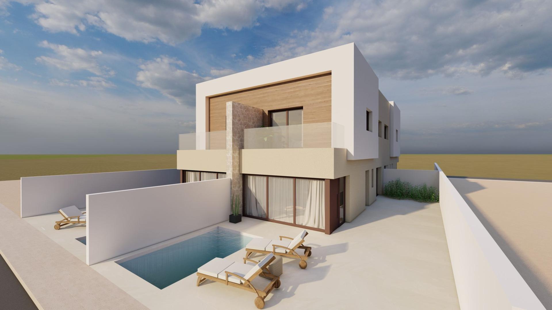 Moderne, neu gebaute Vierfach-Villen mit privatem Pool in Santiago de la Ribera — photograph 5