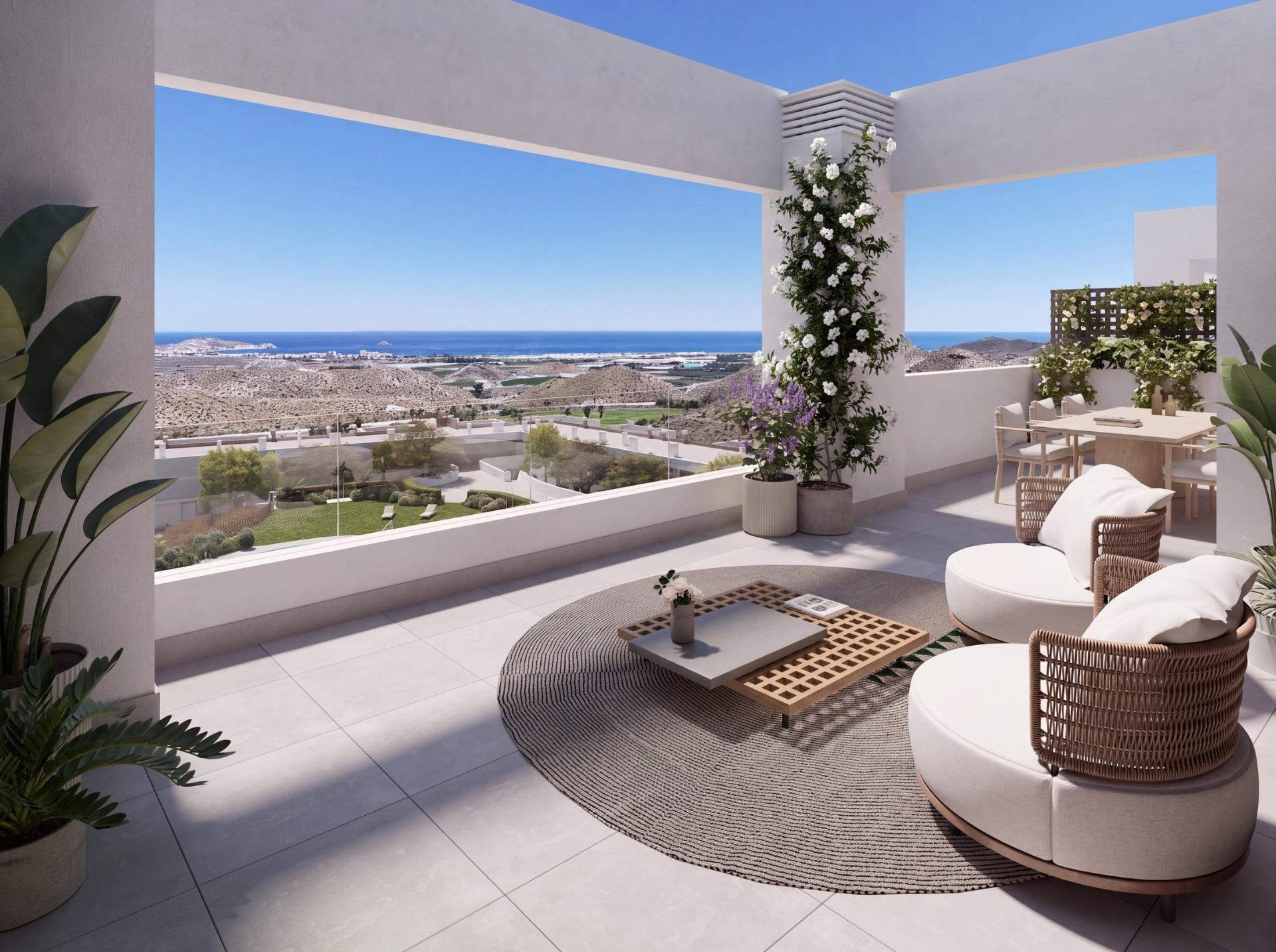 Nybyggede lejligheder med udsigt over havet og golfbanen i Pulpí, Almería — photograph 5